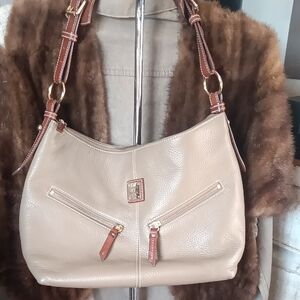 Dooney & Bourke Tan Leather Shoulder Bag with Gold Details